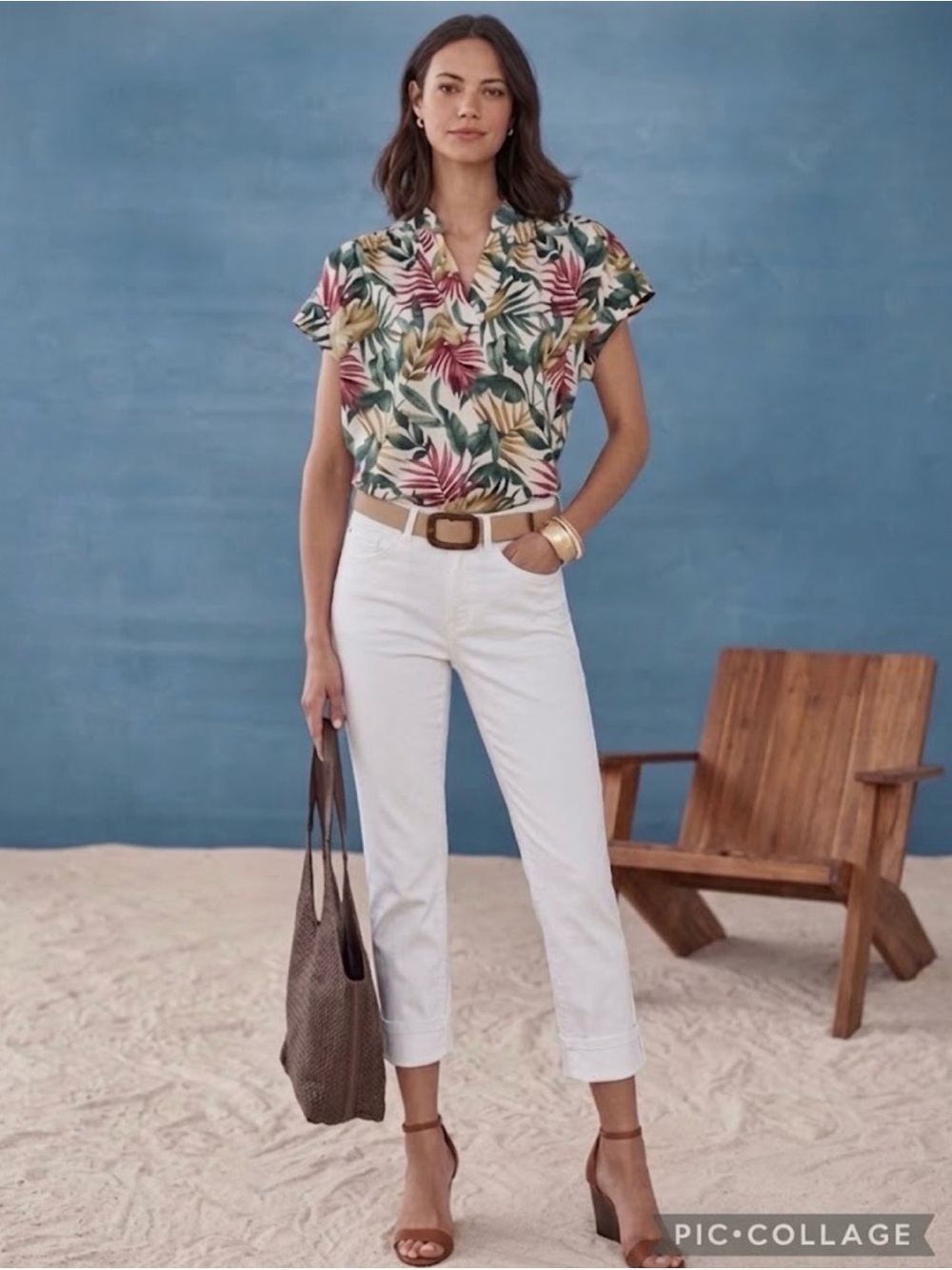 J. Jill Jeans 10 High-Rise White Cropped Cuffed Tapered Leg Stretch